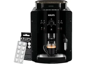 Cafetera superautomática - Krups Roma EA81K870, 1450 W, 15 bar, 1.7 L, 3 temperaturas, 2 tazas, Sistema Thermoblock, Kit de limpieza incluido, Negro
