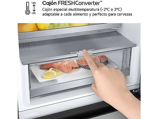 Frigorífico combi - LG GBV5250CPY, Total No Frost, 203 cm, 387 L, DoorCooling+™, FRESHConverter™, Inox antihuellas - Imagen 14