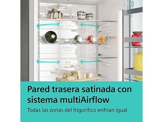 Frigorífico americano - Siemens KF96NVPEA, No Frost, 183 cm, 605 l, Cajón HyperFresh, SuperRefrigeración, Iluminación LED, Inox - Imagen 8