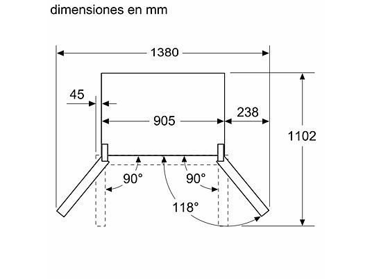 Frigorífico americano - Siemens KF96NVPEA, No Frost, 183 cm, 605 l, Cajón HyperFresh, SuperRefrigeración, Iluminación LED, Inox - Imagen 14